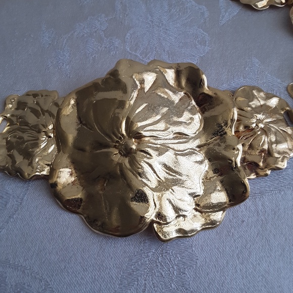 Grecian 18k Gold Plated Belt Metal Flowers Floral main image 5